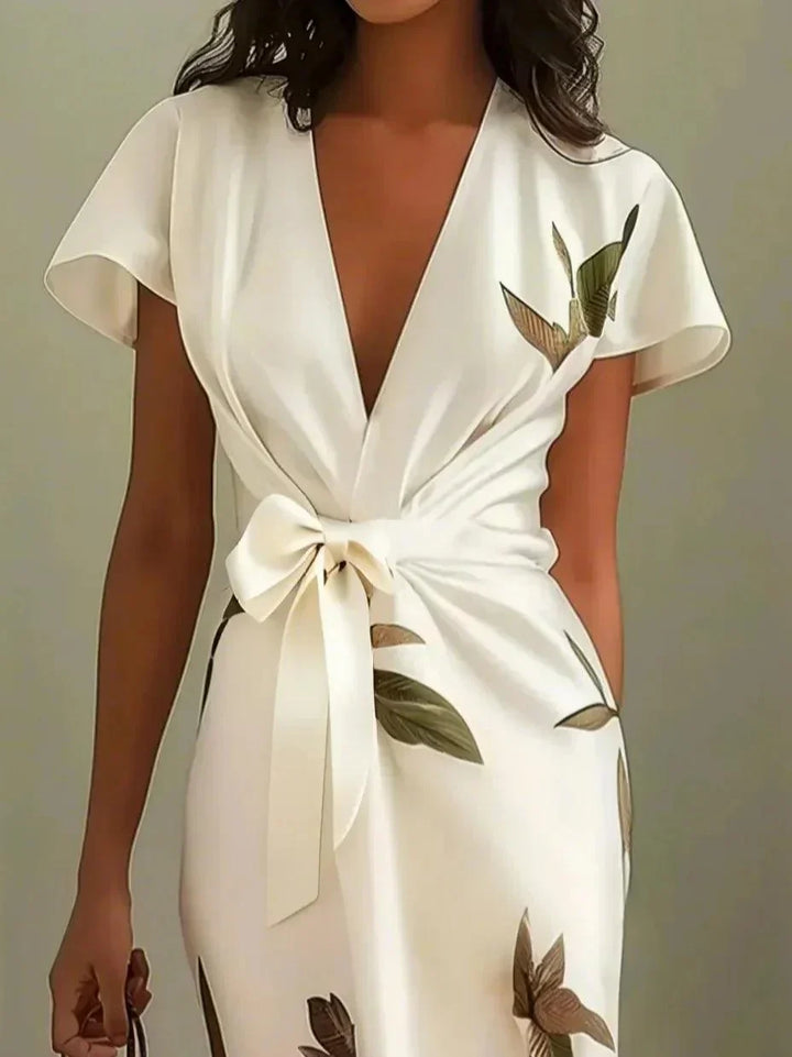 Robe Portefeuille Élégante à Imprimé Fleuri