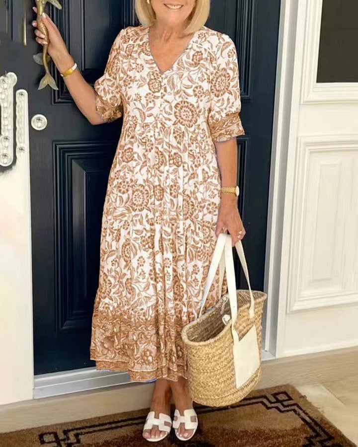 Rocío | Robe maxi florale élégante avec décolleté en V