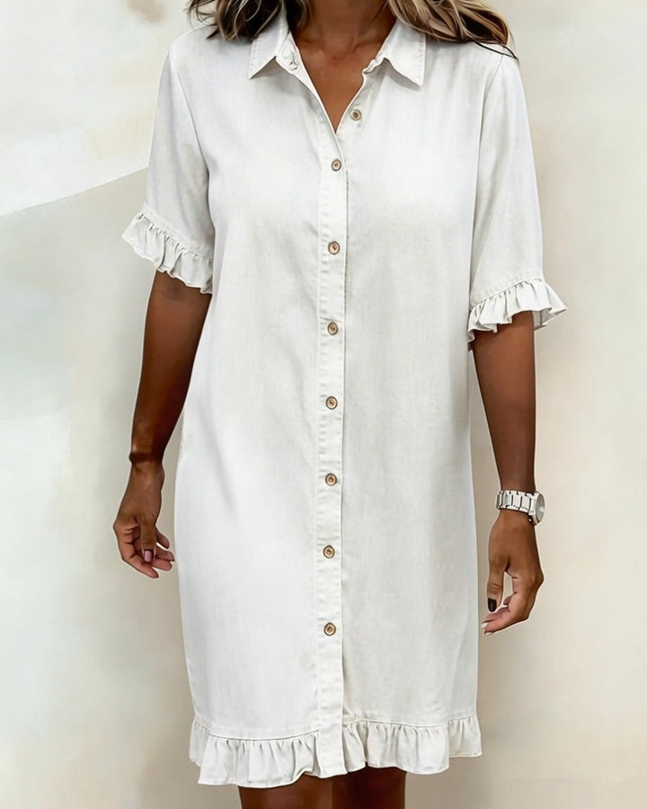 Maison Delorme® | Robe en Denim Confortable à Fronces Flatteuses