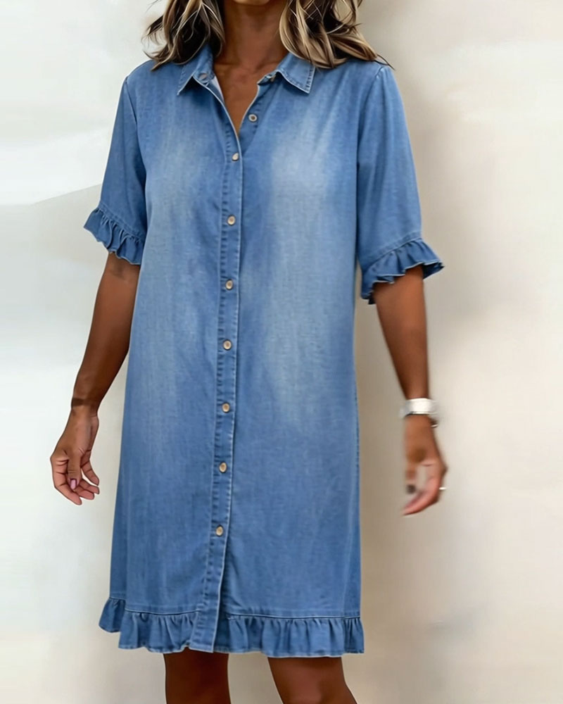 Maison Delorme® | Robe en Denim Confortable à Fronces Flatteuses