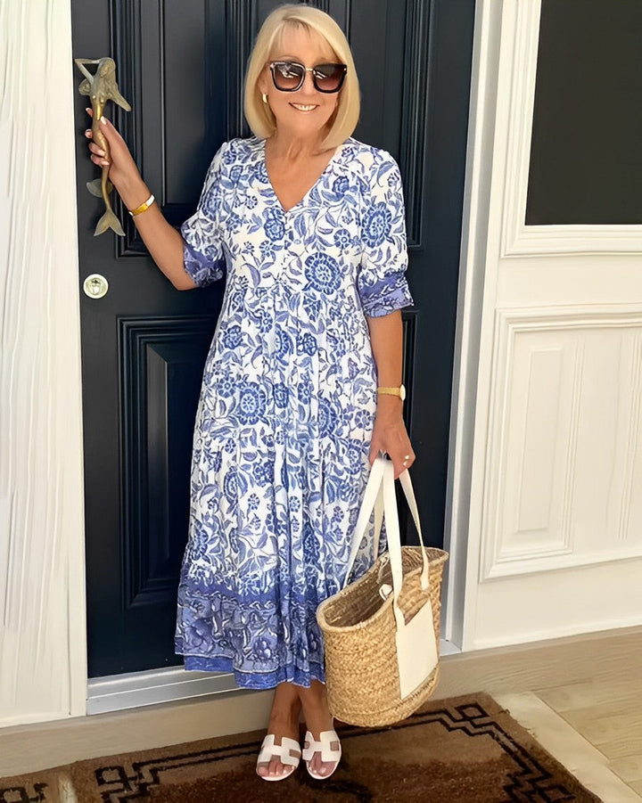 Rocío | Robe maxi florale élégante avec décolleté en V