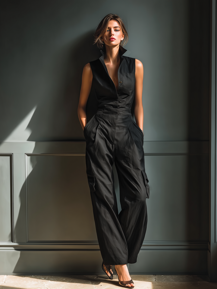 Juliette - Combinaison sans manches en mélange de coton et de lin