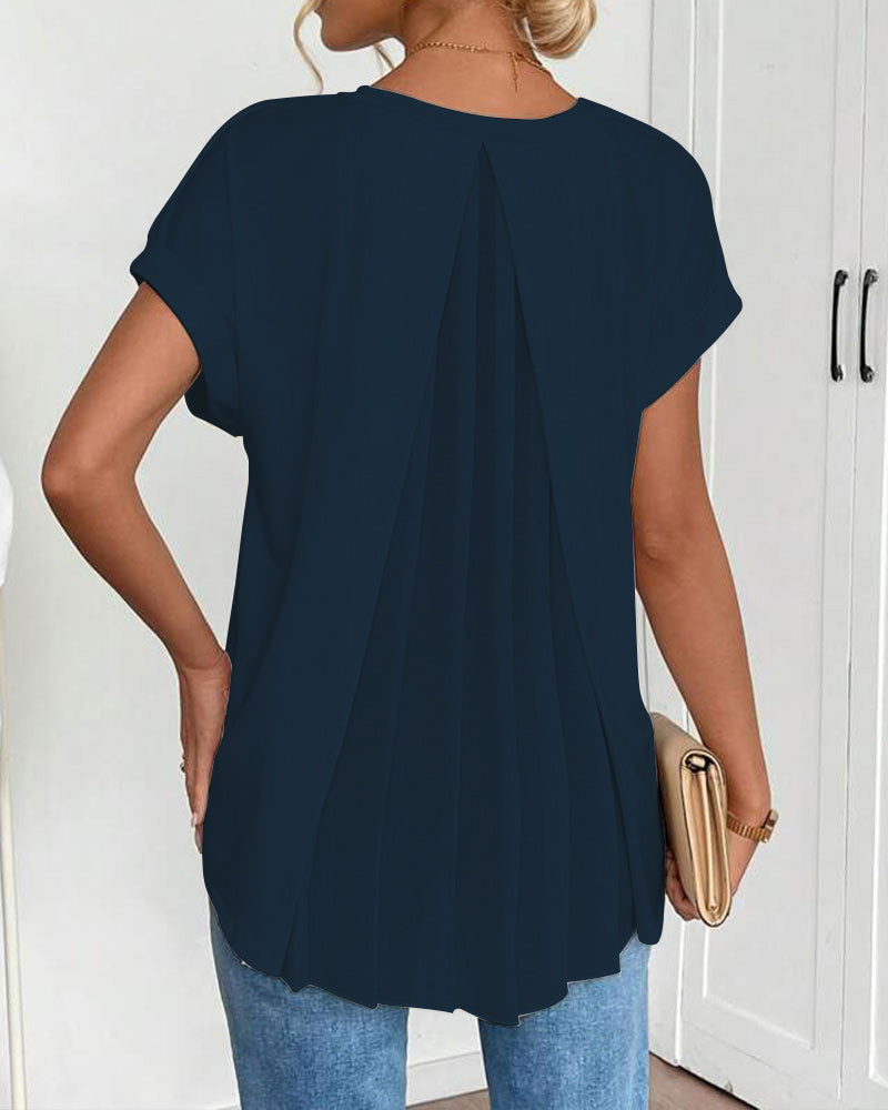 T-Shirt À Manches Courtes Uni Patchwork