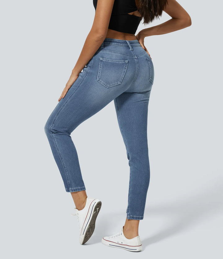 Halara Flex™ Mid Low Rise Zipper Pockets Casual Skinny Jeans