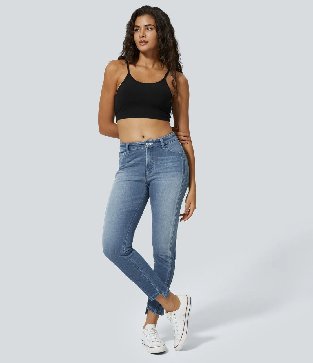 Halara Flex™ Mid Low Rise Zipper Pockets Casual Skinny Jeans