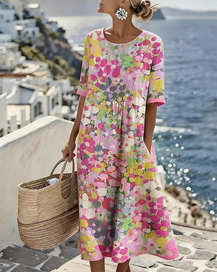 Elena | Robe midi fleurie légère et fluide