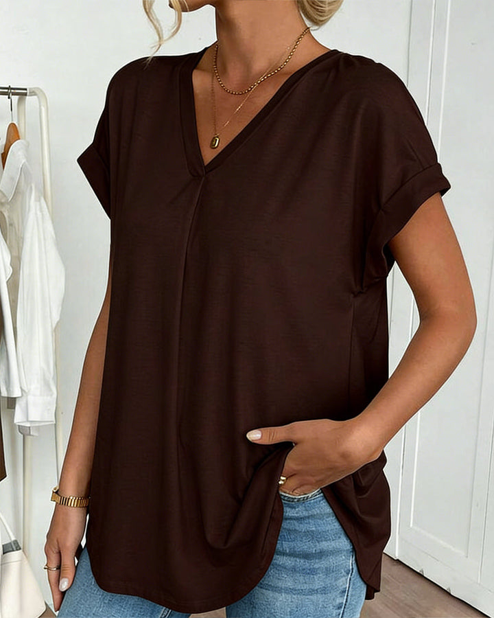 T-Shirt À Manches Courtes Uni Patchwork