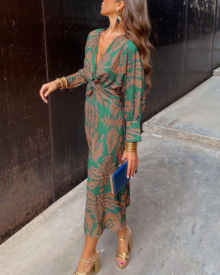 Isadora™ – Robe Midi Élégante à l'Imprimé au Charme Intemporel