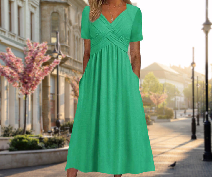 Amalia | Robe midi élégante à silhouette croisée
