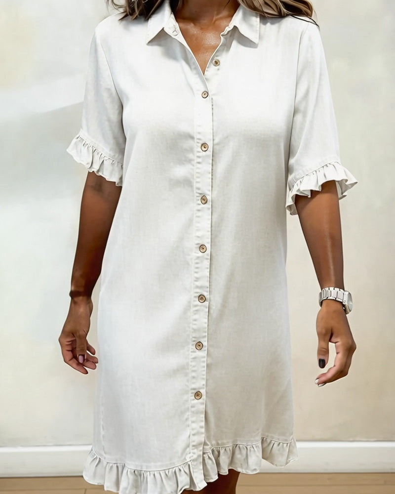 Maison Delorme® | Robe en Denim Confortable à Fronces Flatteuses