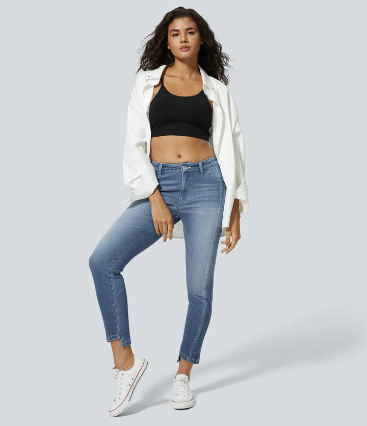 Halara Flex™ Mid Low Rise Zipper Pockets Casual Skinny Jeans