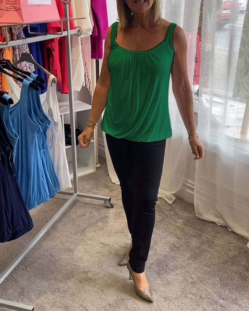 Top sans manches plissé coupe décontractée