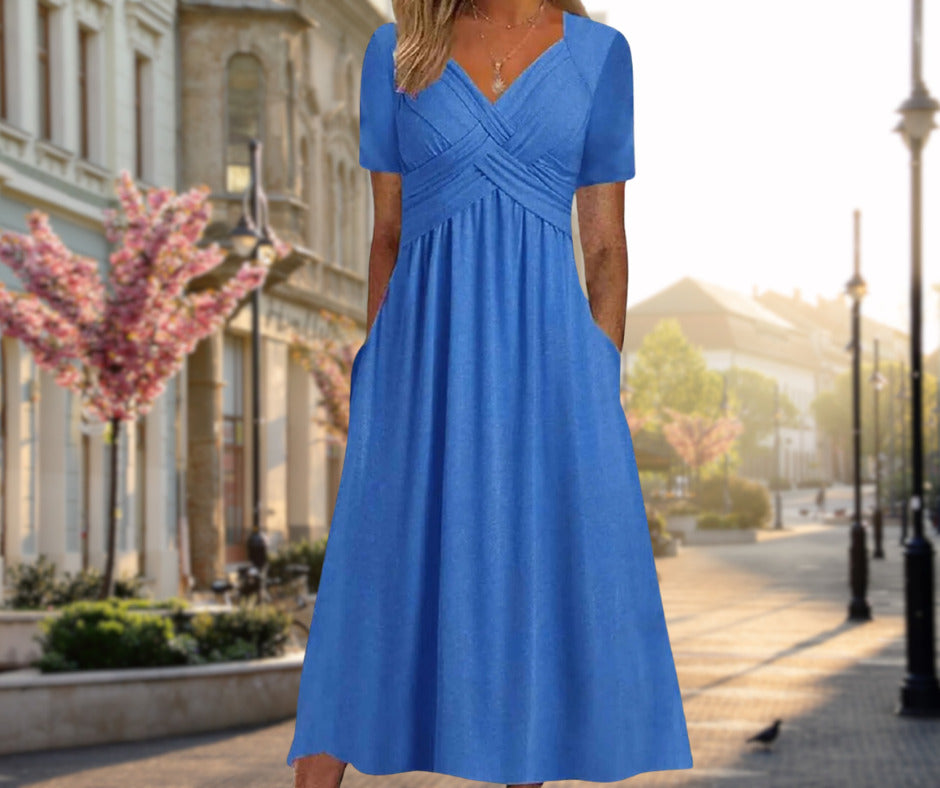 Amalia | Robe midi élégante à silhouette croisée