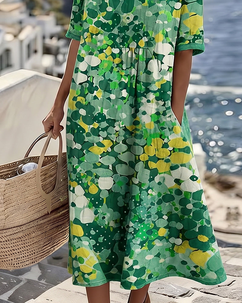 Elena | Robe midi fleurie légère et fluide
