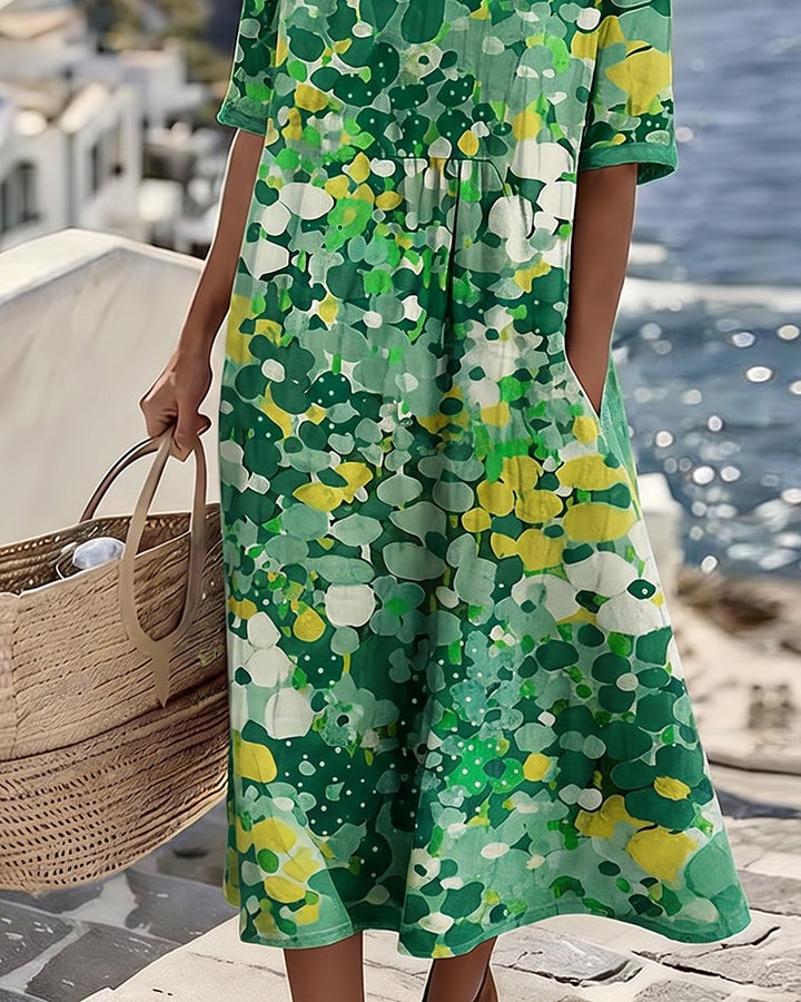 Elena | Robe midi fleurie légère et fluide