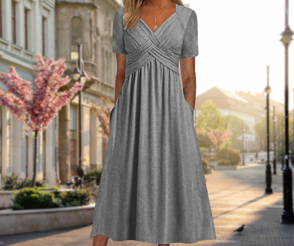 Amalia | Robe midi élégante à silhouette croisée