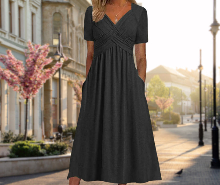 Amalia | Robe midi élégante à silhouette croisée