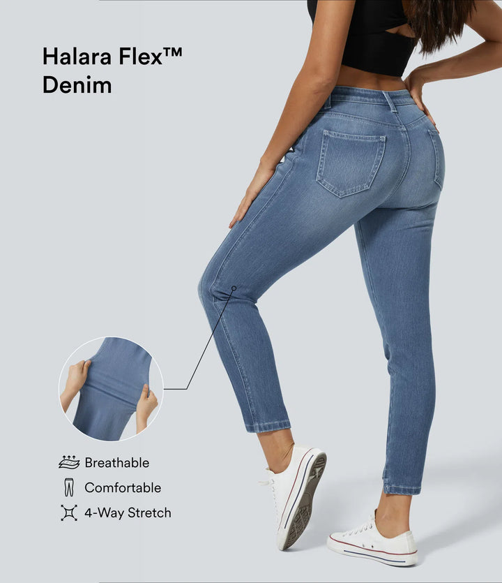Halara Flex™ Mid Low Rise Zipper Pockets Casual Skinny Jeans