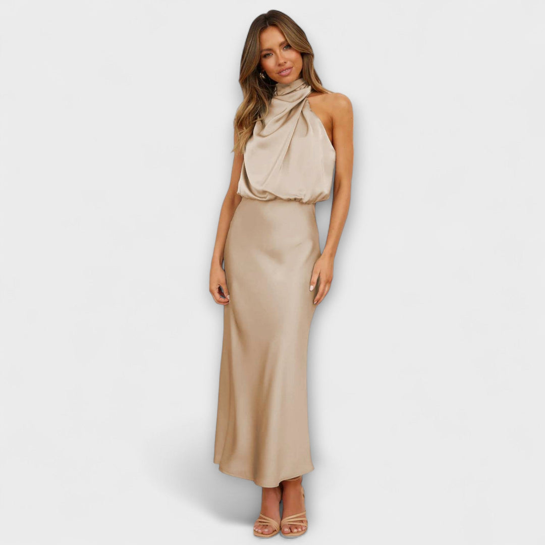 Élise™ | Robe Maxi Élégante à Dos Nu – Jaune Estival