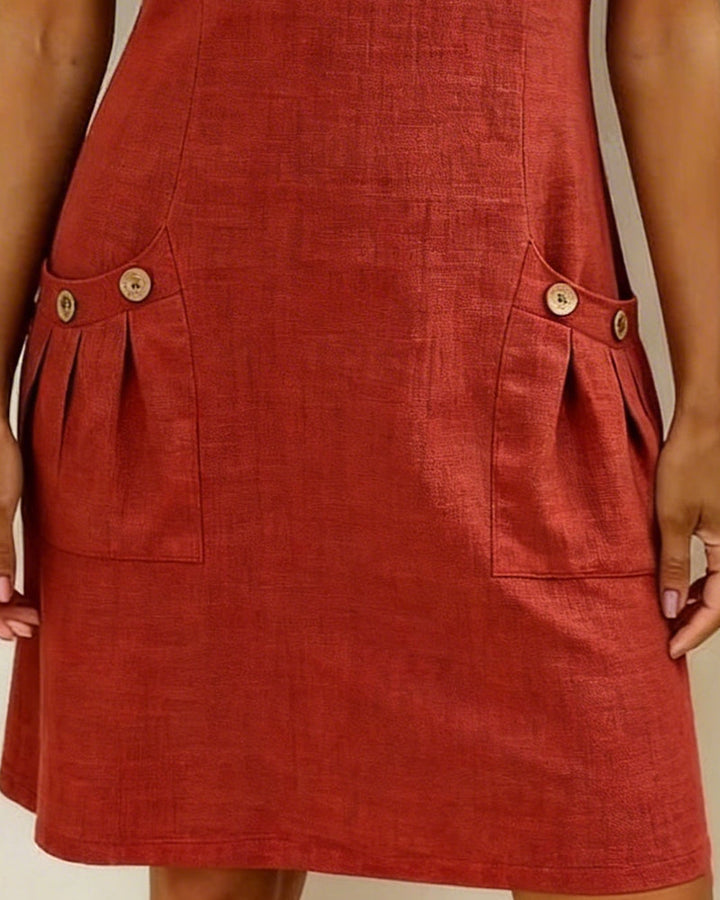 Amelie | Robe en coton et lin avec fermeture éclair et poches