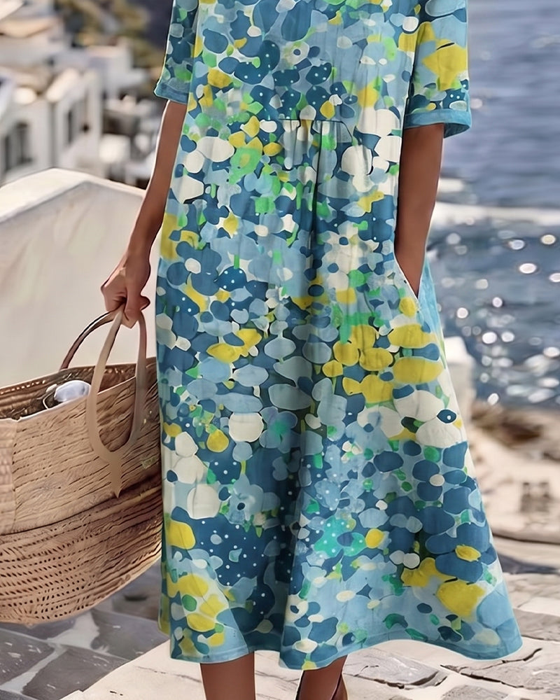 Elena | Robe midi fleurie légère et fluide