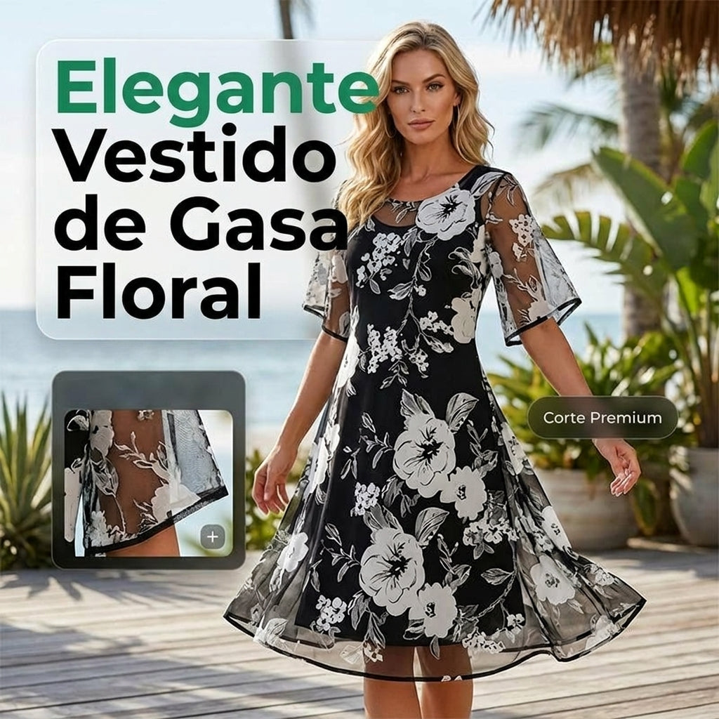 Elisa - Robe en mousseline florale élégante