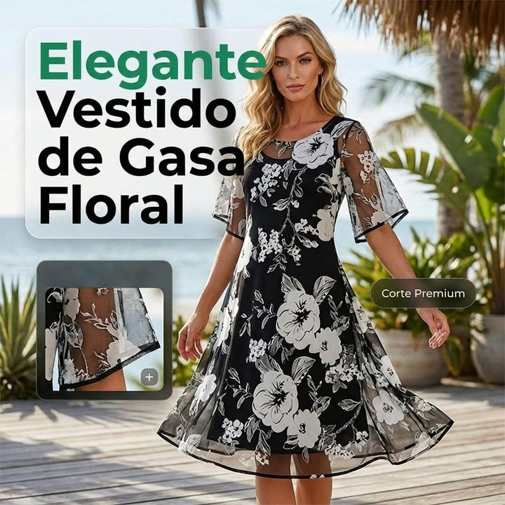 Elisa - Robe en mousseline florale élégante