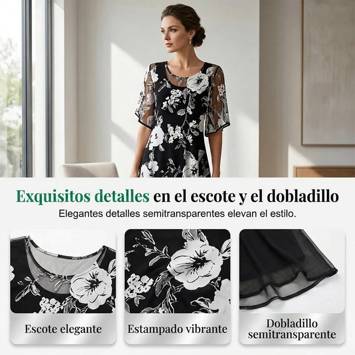 Elisa - Robe en mousseline florale élégante