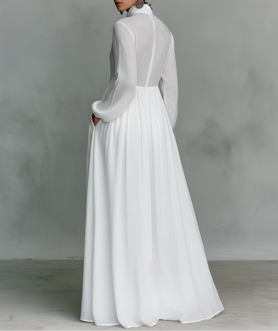 Selena | Robe Maxi Fluide à Boutons Frontaux