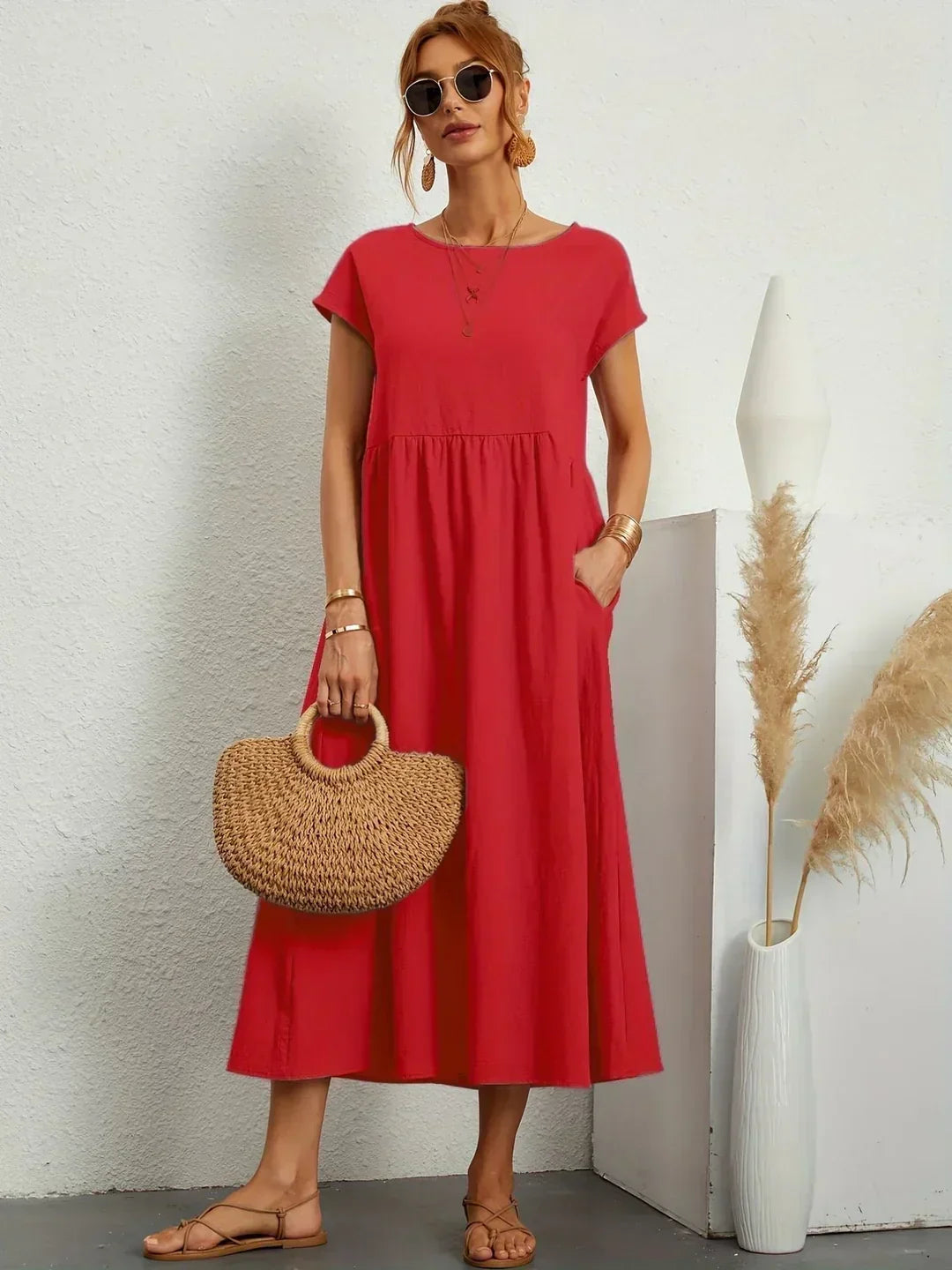Catalina | Robe midi fluide en coton et soie