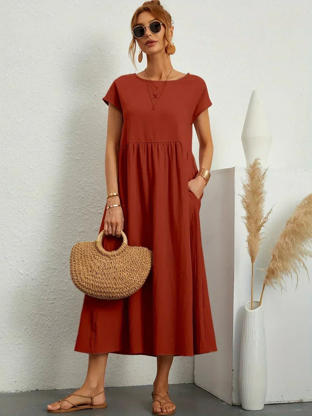 Catalina | Robe midi fluide en coton et soie