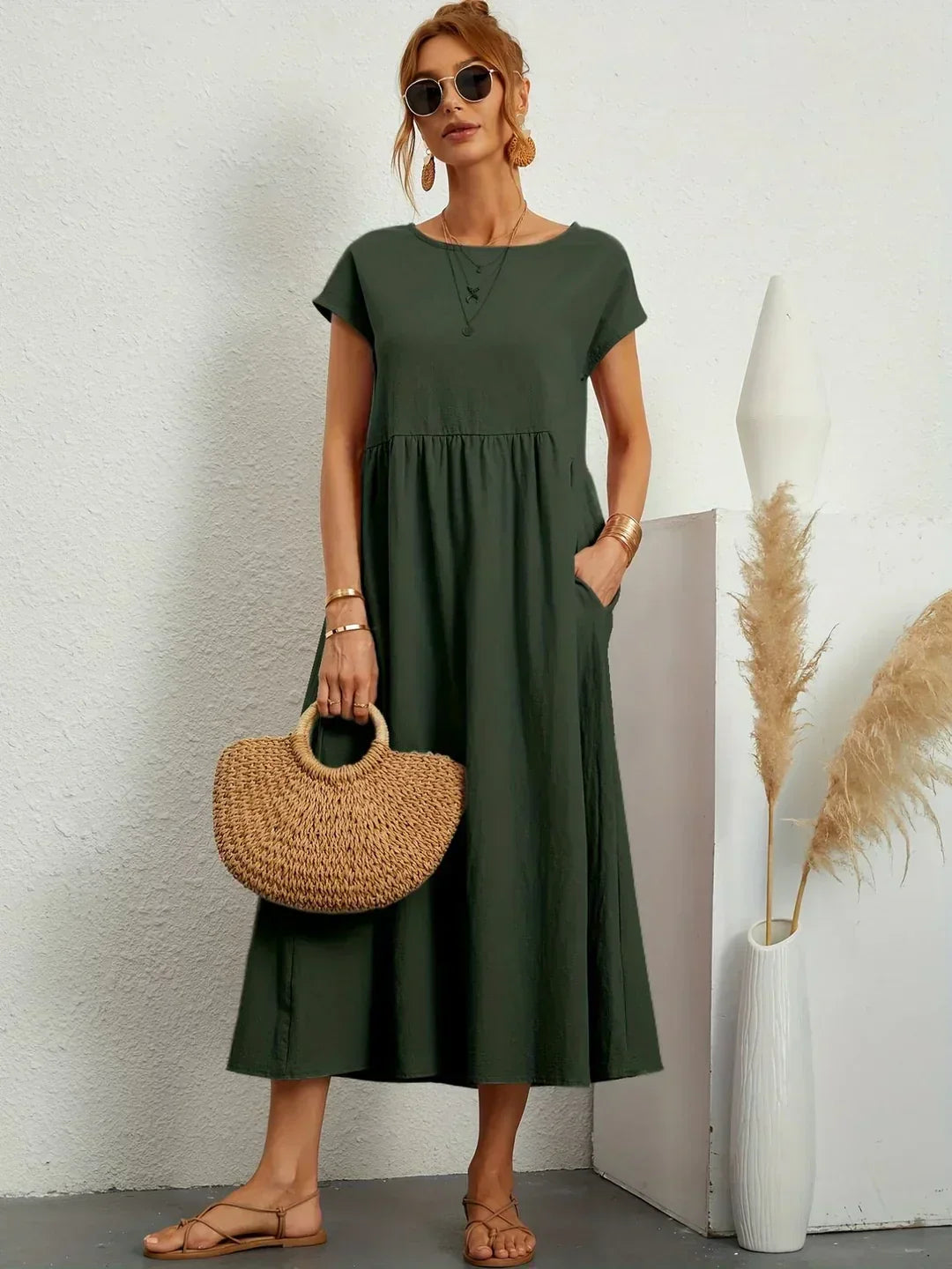 Catalina | Robe midi fluide en coton et soie