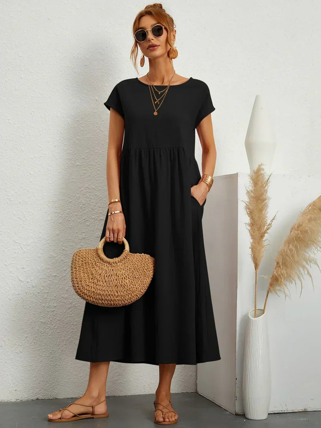 Catalina | Robe midi fluide en coton et soie