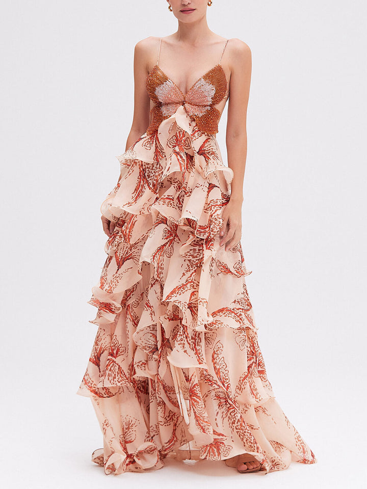 Essaro | Robe Maxi Papillon Signature