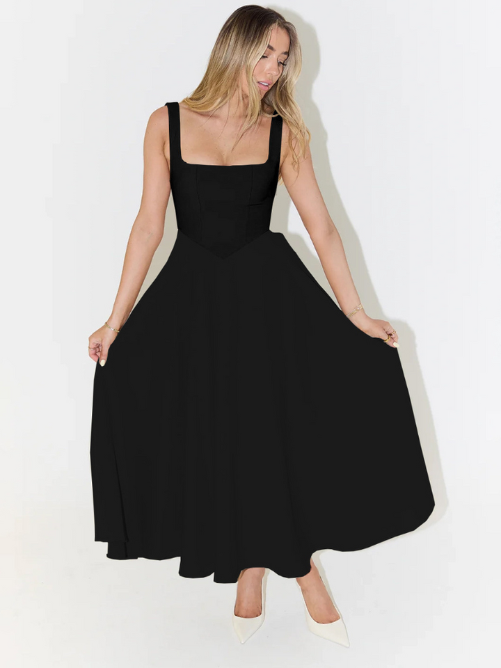 Grace | Robe midi fluide avec décolleté carré