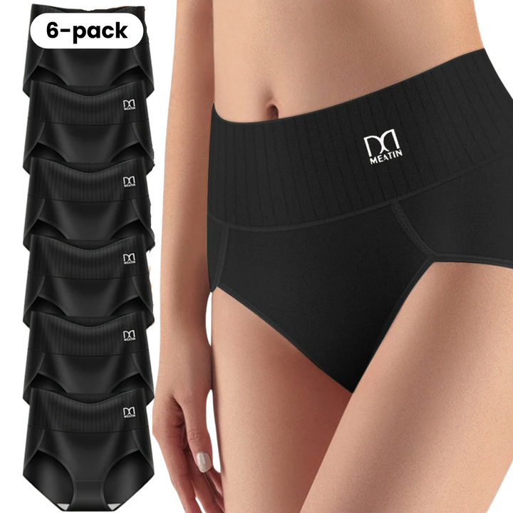 Lot de 6 culottes hautes respirantes et confortables avec maintien abdominal