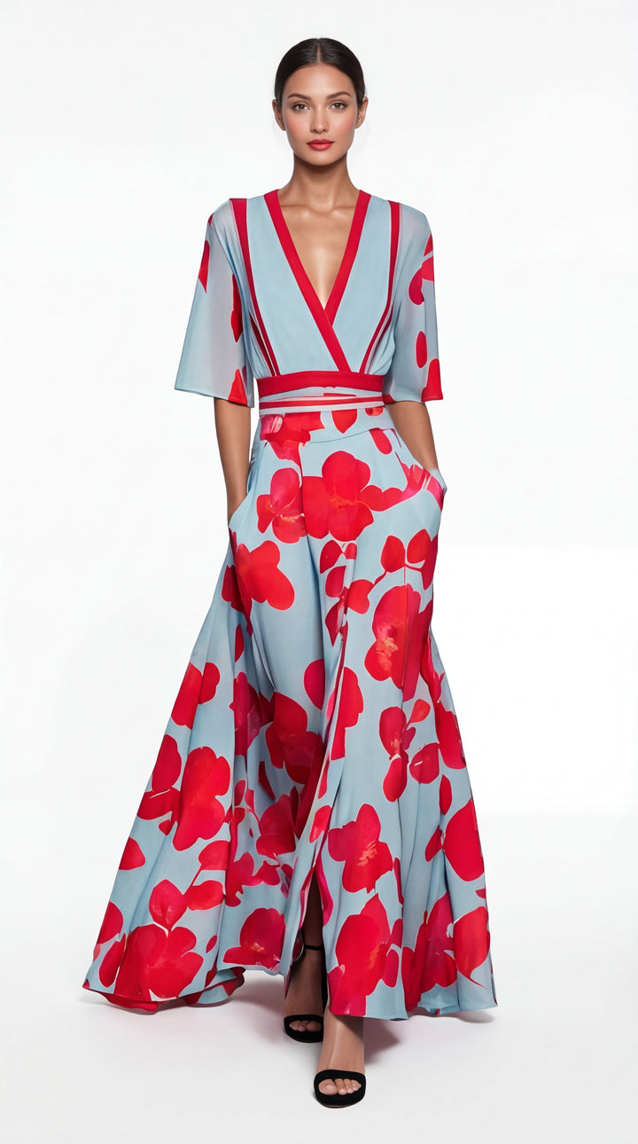 Valentina | Élégante robe longue à décolleté profond