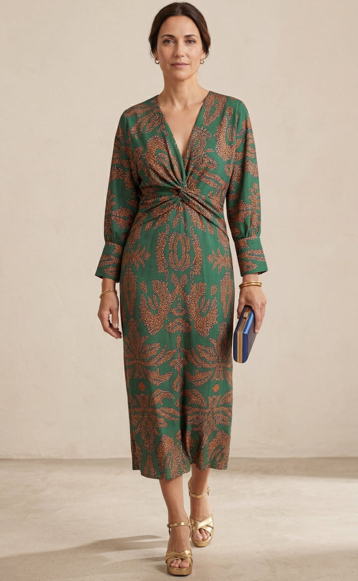 Isadora™ – Robe Midi Élégante à l'Imprimé au Charme Intemporel