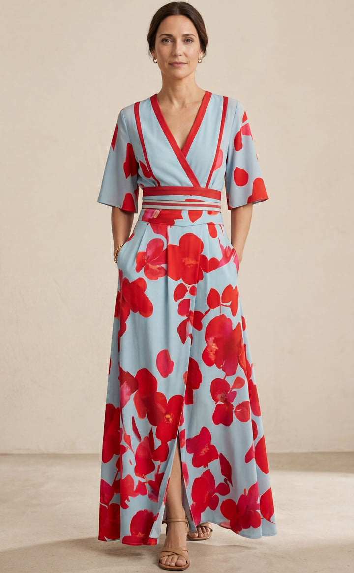 Valentina | Élégante robe longue à décolleté profond
