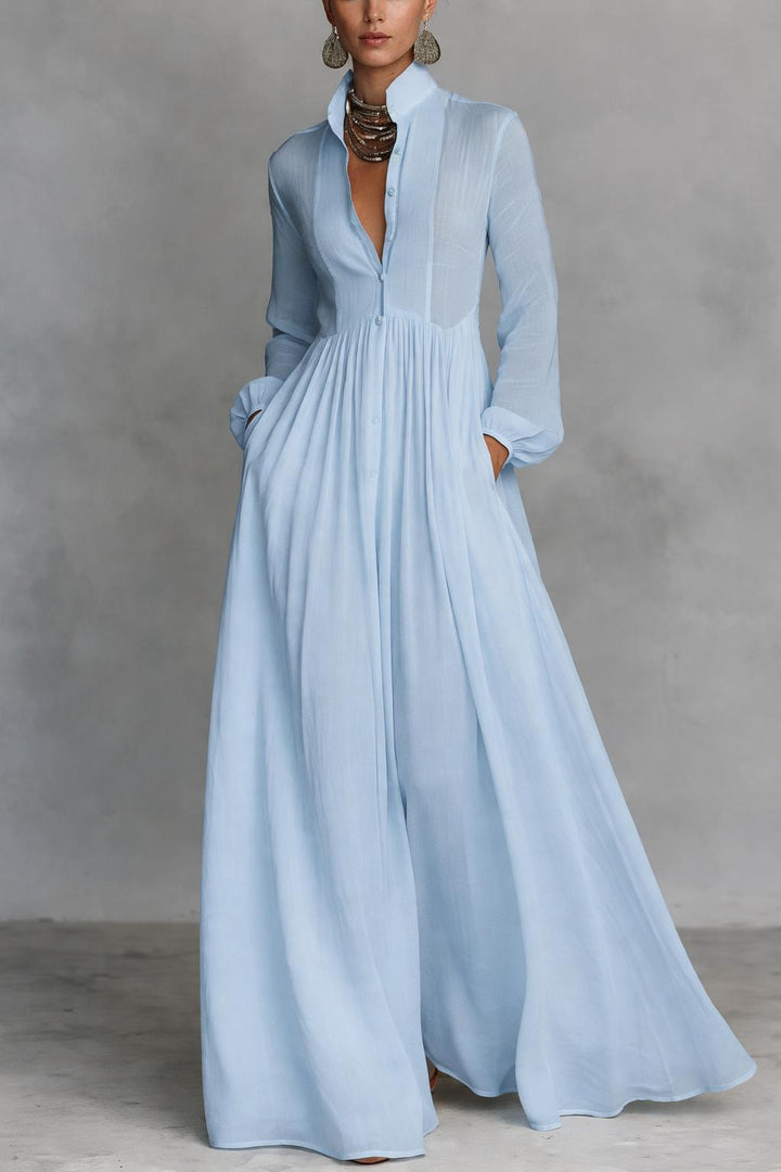 Selena | Robe Maxi Fluide à Boutons Frontaux