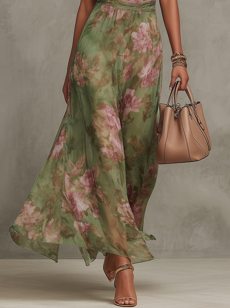 Livia™ | Robe Maxi Halter Florale Élégante