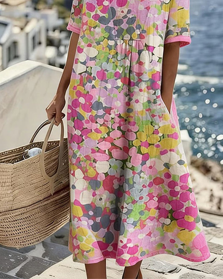 Elena | Robe midi fleurie légère et fluide