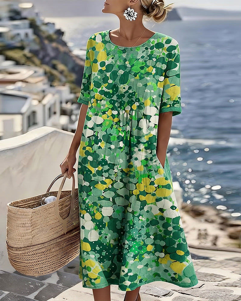 Elena | Robe midi fleurie légère et fluide