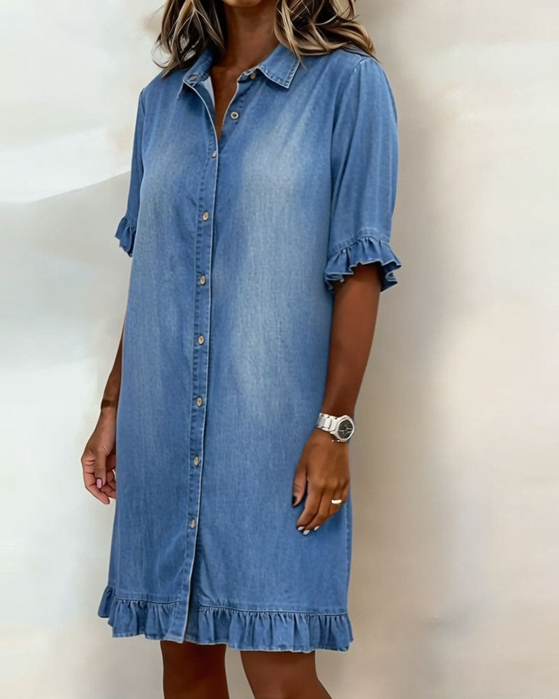Maison Delorme® | Robe en Denim Confortable à Fronces Flatteuses