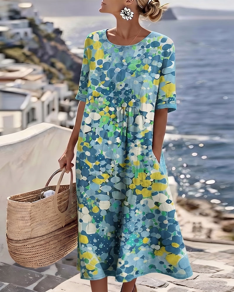 Elena | Robe midi fleurie légère et fluide