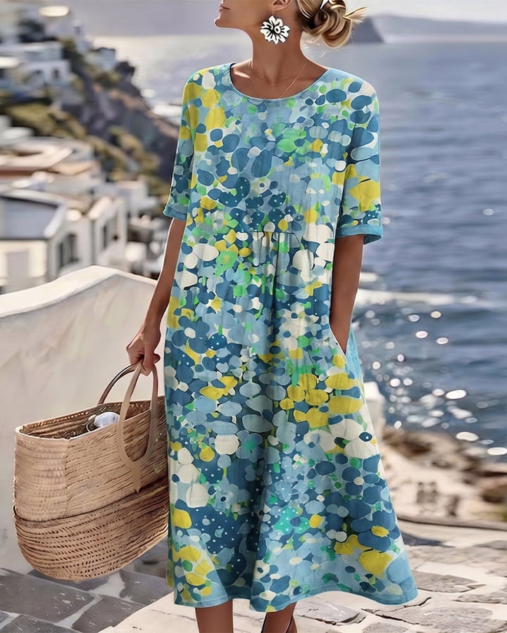 Elena | Robe midi fleurie légère et fluide