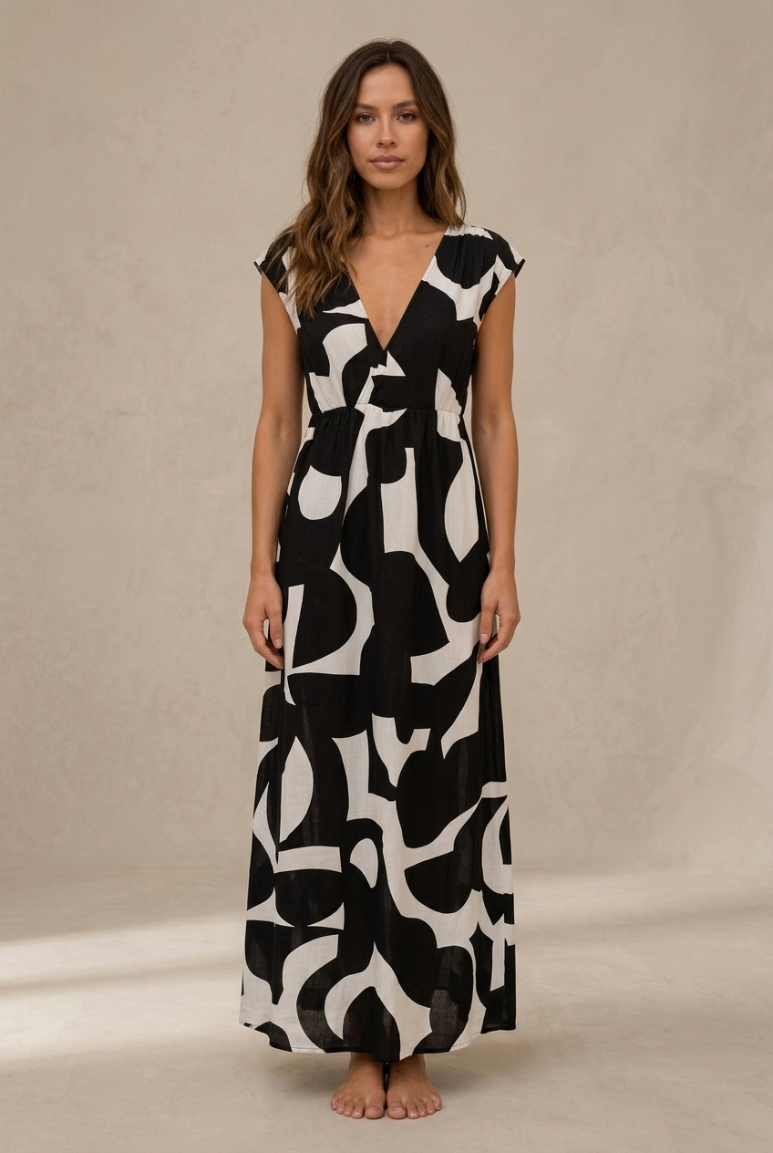 Camelia | Robe midi fluide à imprimé vibrant