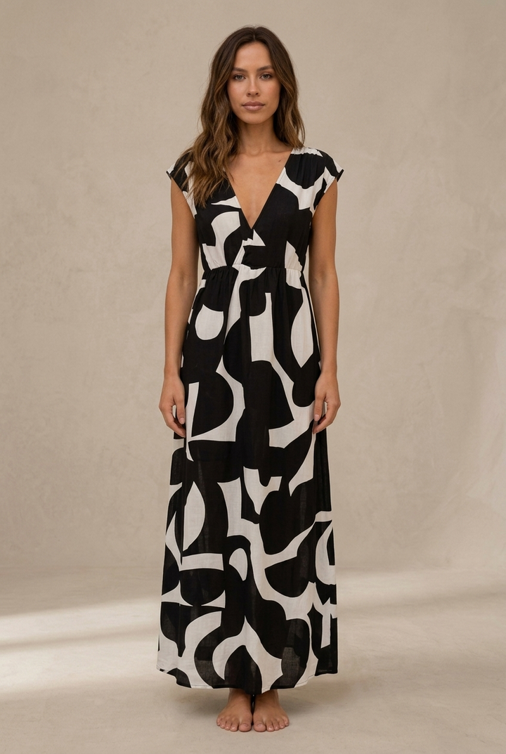 Camelia | Robe midi fluide à imprimé vibrant