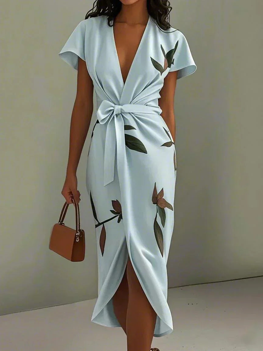 Robe Portefeuille Élégante à Imprimé Fleuri