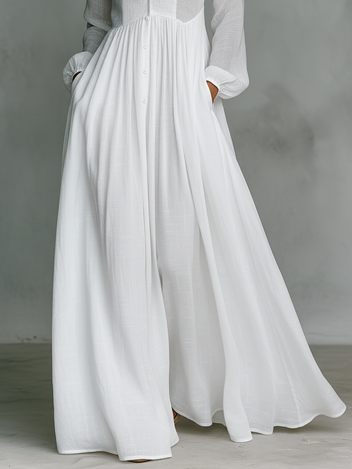 Selena | Robe Maxi Fluide à Boutons Frontaux